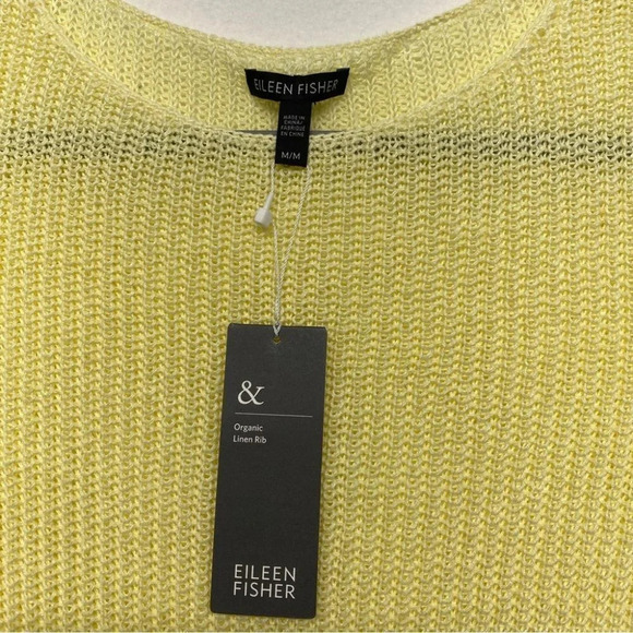 NWT Eileen Fisher Chunky Knit Heavy Linen Sweater Tunic Yellow Medium - Picture 5 of 6